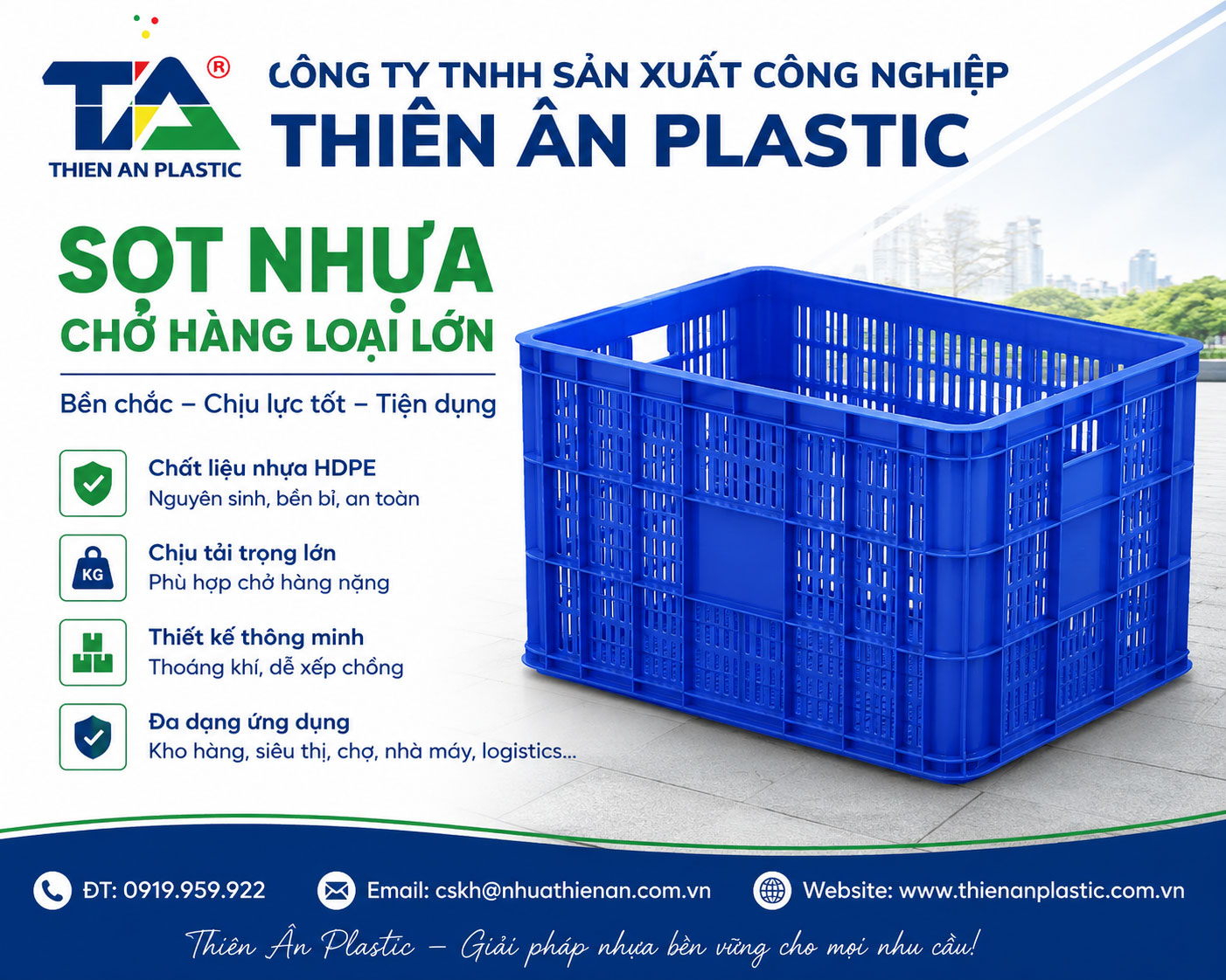 Sọt nhựa chở hàng loại lớn tại Thiên Ân Plastic