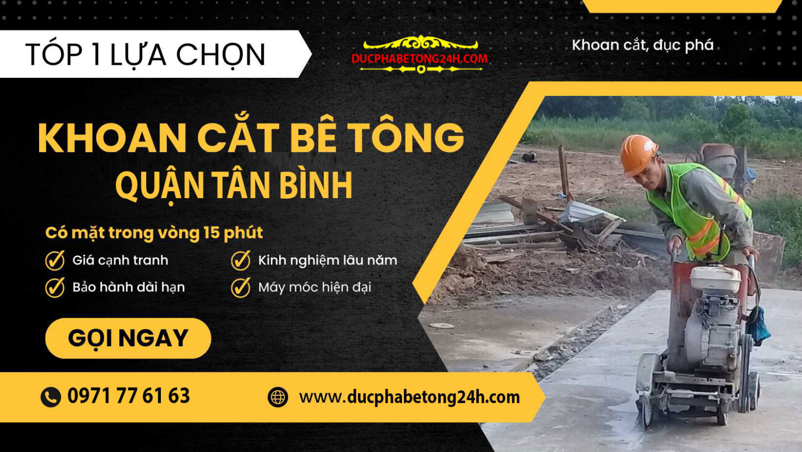 Dịch vụ khoan cắt bê tông Tân Bình uy tín, nhận khoan cắt mọi công trình